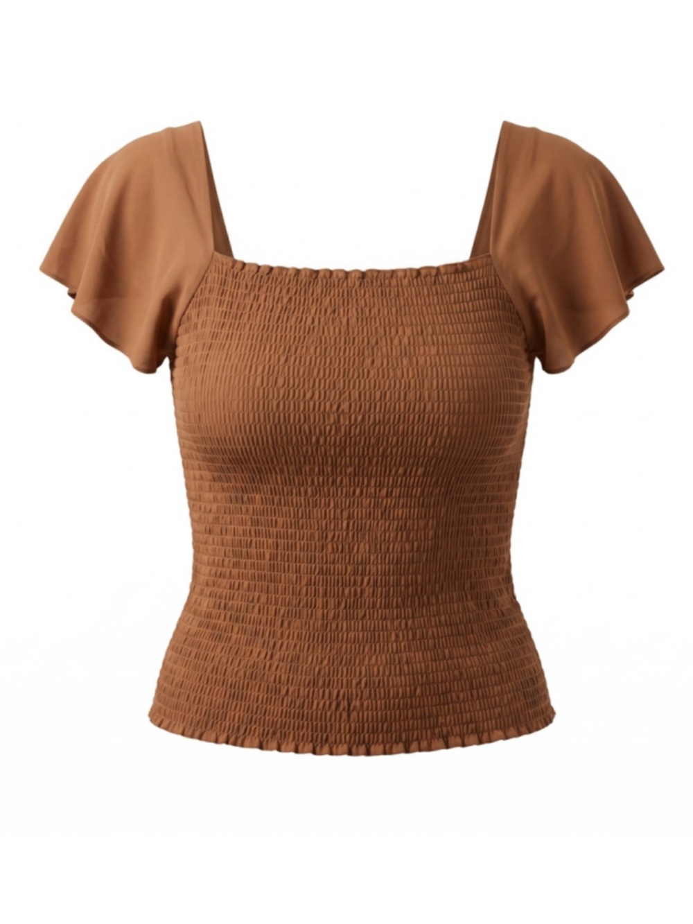 NWT- Theory- Flutter Sleeve, Smocked Top In Bronze Size P “XS”
